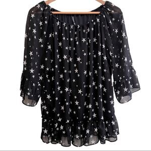 😊 3/$30 
Flowy Black Sheer lined Blouse Sz 1X